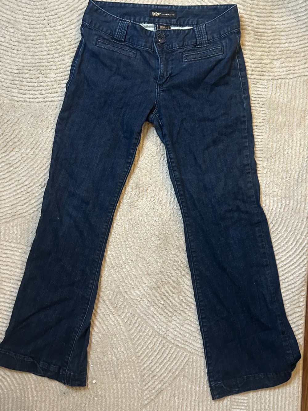 Mossimo 70’s style Premium Denim Bootcut Jeans Dark Wash Low Rise Stretch